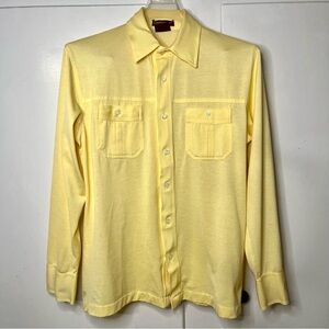 Vintage 60s/70s Cotton Poly Blend Knit Button Up Dagger Collar Shirt